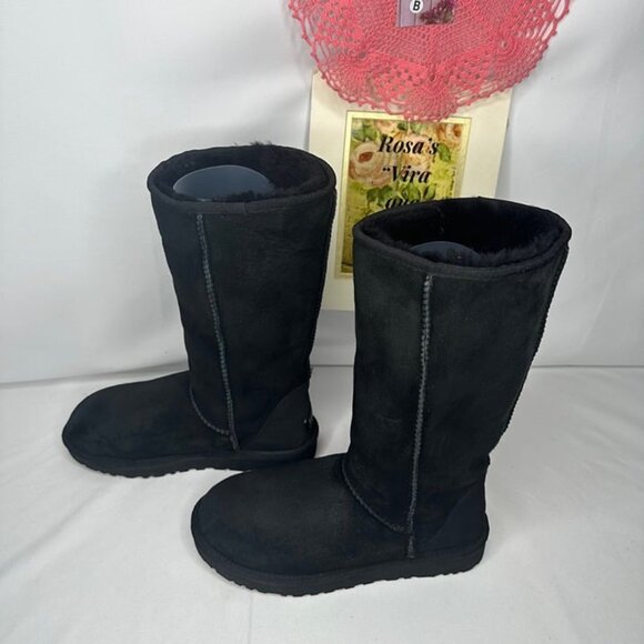 Ugg Australia Black Classic Tall Sheepskin Boots # 5815 Size 8 - Picture 2 of 10